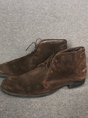Bostonian Mens Distressed Chocolate Brown Suede Lace Up Chukka Boots Size 9.5